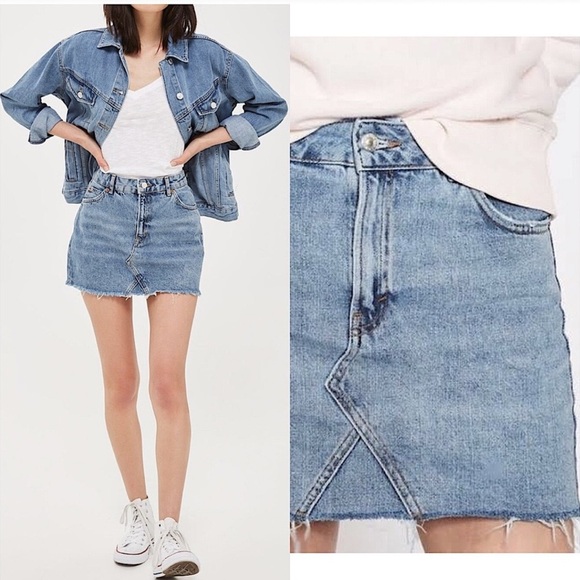 90s inspired TOPSHOP MOTO Denim Cutoff Miniskirt US size 6 - Picture 3 of 6